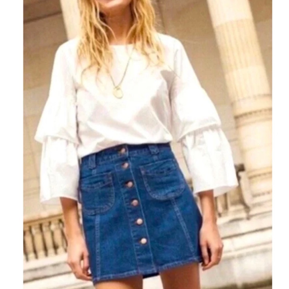 Madewell A-Line Denim Mini Skirt in Blue Denim Wash Size 0